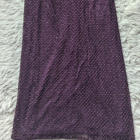 NWT Mac Duggal Long Sleeve Lattice Beaded Cocktail Dress in Aubergine 5530 - Picture 5 of 16